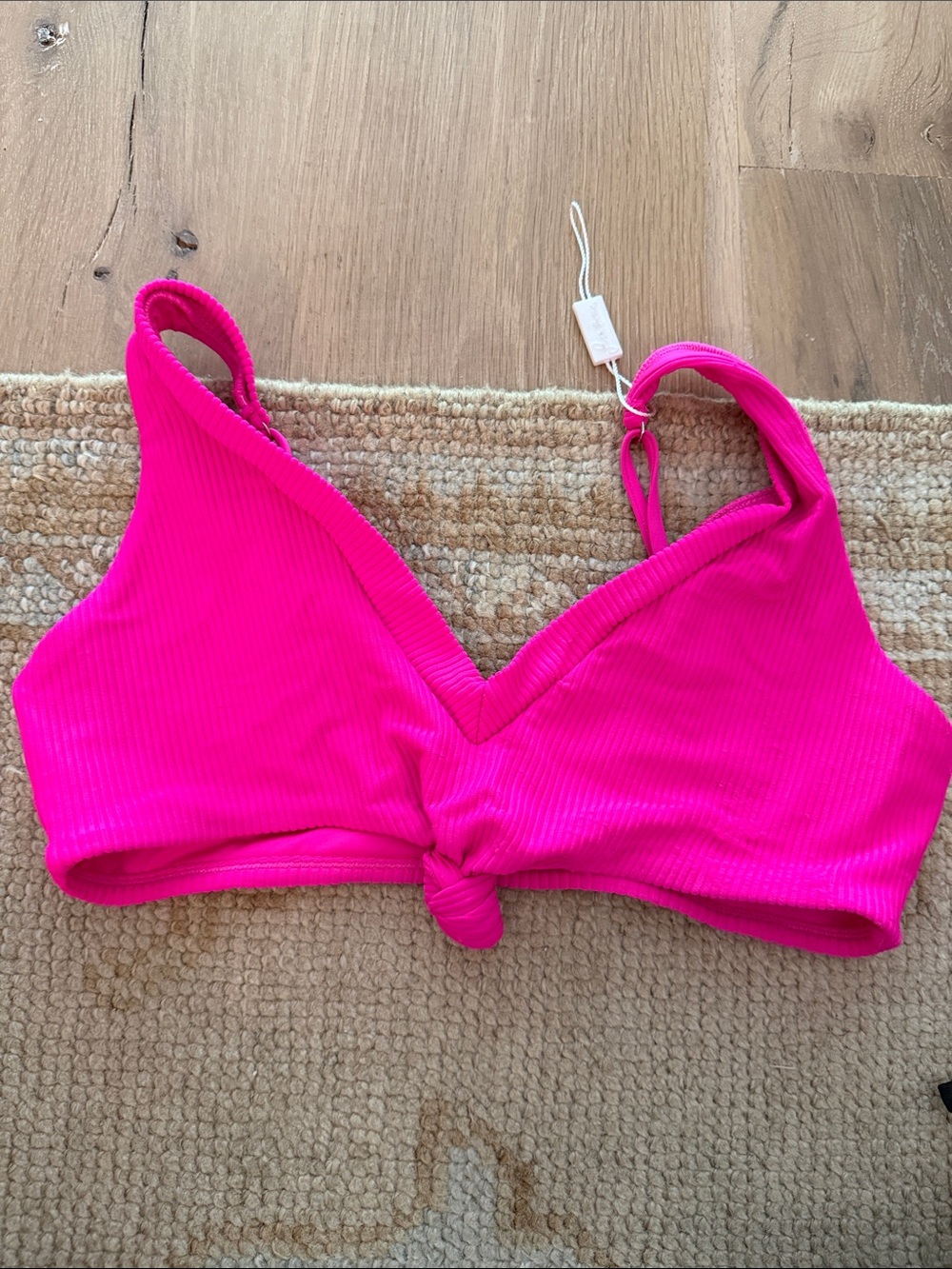 Hot Pink Ribbed Knot Front Swimsuit Frankie’s Bakinis